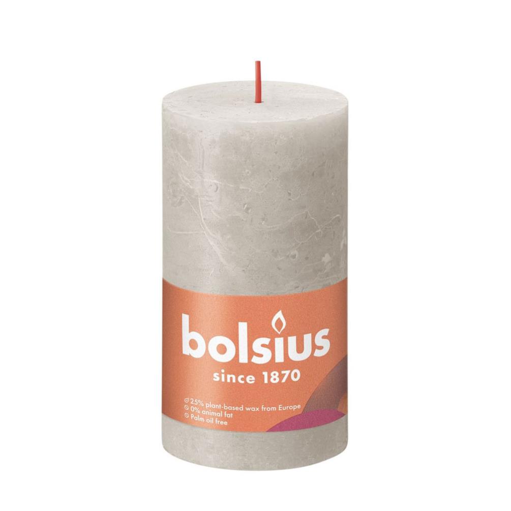 Bolsius Sandy Grey Rustic Shine Pillar Candle 13cm x 7cm £6.29